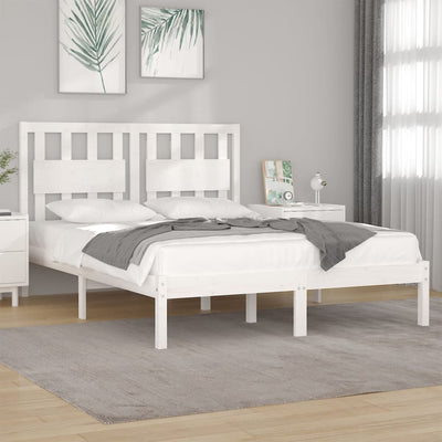 Stella Homewares Bed Frame without Mattress White Solid Wood 183x203 cm King