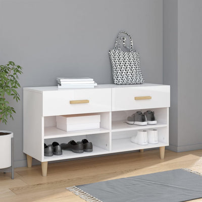 Stella Homewares Shoe Cabinet High Gloss White 102x35x55 cm Engineered Wood