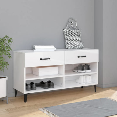 Stella Homewares Shoe Cabinet High Gloss White 102x35x55 cm Engineered Wood