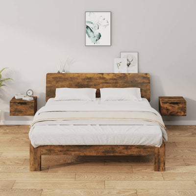 Stella Homewares Wall-mounted Bedside Cabinets 2 pcs Smoked Oak 34x30x20 cm