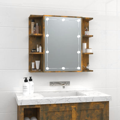 Stella Homewares Mirror Cabinet with LED Smoked Oak 70x16.5x60 cm