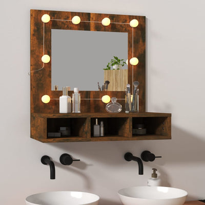 Stella Homewares Mirror Cabinet with LED Smoked Oak 60x31.5x62 cm