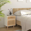 Stella Homewares Bedside Cabinets 2 pcs White Solid Wood Pine and Natural Rattan