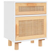 Stella Homewares Bedside Cabinets 2 pcs White Solid Wood Pine and Natural Rattan