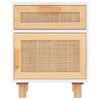 Stella Homewares Bedside Cabinets 2 pcs White Solid Wood Pine and Natural Rattan