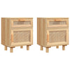Stella Homewares Bedside Cabinets 2 pcs Brown Solid Wood Pine and Natural Rattan
