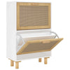 Stella Homewares Shoe Cabinet White 52x25x80 cm Engineered Wood and Natural Rattan