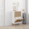 Stella Homewares Shoe Cabinet White 52x25x80 cm Engineered Wood and Natural Rattan