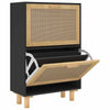 Stella Homewares Shoe Cabinet Black 52x25x80 cm Engineered Wood and Natural Rattan