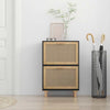 Stella Homewares Shoe Cabinet Black 52x25x80 cm Engineered Wood and Natural Rattan
