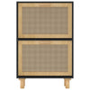 Stella Homewares Shoe Cabinet Black 52x25x80 cm Engineered Wood and Natural Rattan