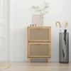 Stella Homewares Shoe Cabinet Brown 52x25x80 cm Engineered Wood and Natural Rattan