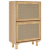 Stella Homewares Shoe Cabinet Brown 52x25x80 cm Engineered Wood and Natural Rattan