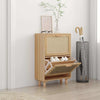 Stella Homewares Shoe Cabinet Brown 52x25x80 cm Engineered Wood and Natural Rattan