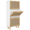 Stella Homewares Shoe Cabinet White 52x25x115 cm Engineered Wood and Natural Rattan