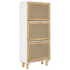 Stella Homewares Shoe Cabinet White 52x25x115 cm Engineered Wood and Natural Rattan