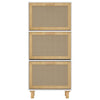 Stella Homewares Shoe Cabinet White 52x25x115 cm Engineered Wood and Natural Rattan