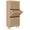 Stella Homewares Shoe Cabinet Brown 52x25x115 cm Engineered Wood and Natural Rattan