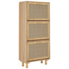 Stella Homewares Shoe Cabinet Brown 52x25x115 cm Engineered Wood and Natural Rattan