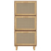 Stella Homewares Shoe Cabinet Brown 52x25x115 cm Engineered Wood and Natural Rattan