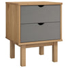 Stella Homewares Bedside Cabinet OTTA Brown&Grey 45x39x57 cm Solid Wood Pine