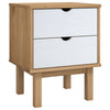 Stella Homewares Bedside Cabinet OTTA Brown&White 45x39x57cm Solid Wood Pine