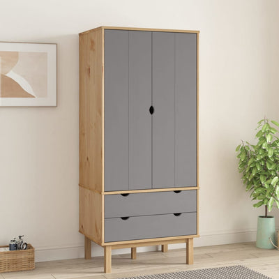 Stella Homewares Wardrobe OTTA Brown and Grey 76.5x53x172 cm Solid Wood Pine