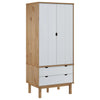 Stella Homewares Wardrobe OTTA Brown and White 76.5x53x172 cm Solid Wood Pine