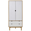 Stella Homewares Wardrobe OTTA Brown and White 76.5x53x172 cm Solid Wood Pine