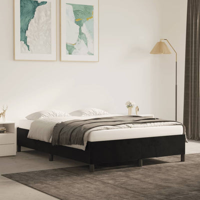Stella Homewares Bed Frame without Mattress Black 137x187 cm Double Velvet