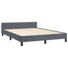 Stella Homewares Bed Frame without Mattress Dark Grey Double Velvet