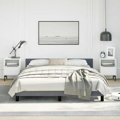 Stella Homewares Bed Frame without Mattress Dark Grey Queen Velvet