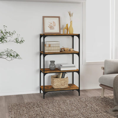 Stella Homewares Book Cabinet Smoked Oak 60x33x100 cm Engineered Wood and Steel