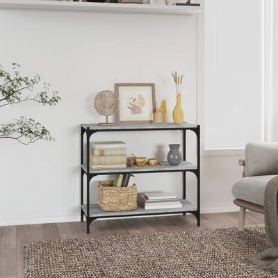 Stella Homewares Book Cabinet Grey Sonoma 80x33x70.5 cm Engineered Wood and Steel