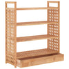 Stella Homewares Shoe Rack with Drawer 70x27x81 cm Solid Wood Walnut