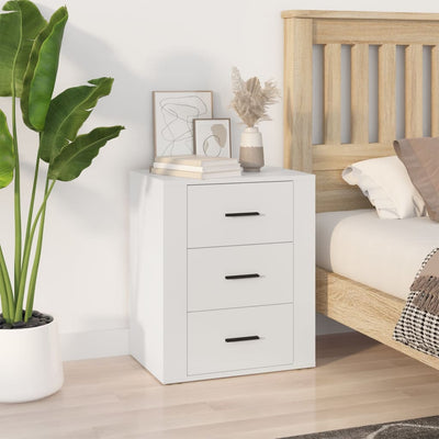 Stella Homewares Bedside Cabinet White 50x36x60 cm Engineered Wood