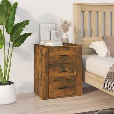 Stella Homewares Bedside Cabinet Smoked Oak 50x36x60 cm Engineered Wood