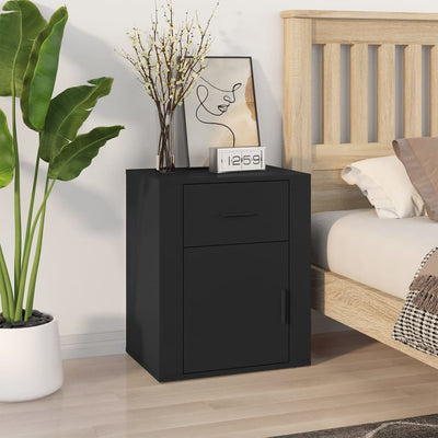 Stella Homewares Bedside Cabinet Black 50x36x60 cm Engineered Wood