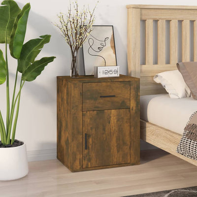 Stella Homewares Bedside Cabinet Smoked Oak 50x36x60 cm Engineered Wood