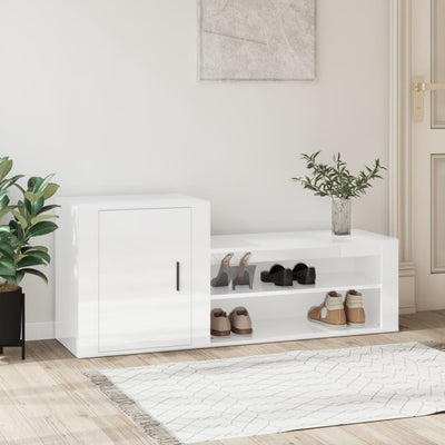Stella Homewares Shoe Cabinet High Gloss White 130x35x54 cm Engineered Wood