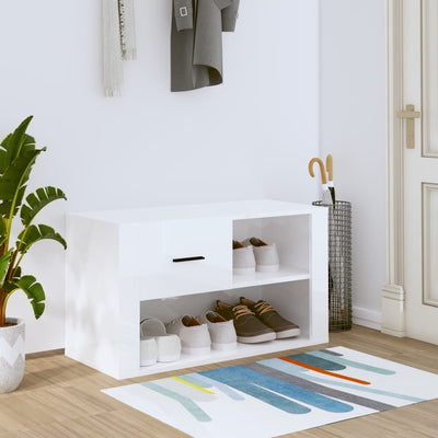 Stella Homewares Shoe Cabinet High Gloss White 80x35x45 cm Engineered Wood
