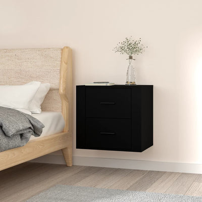Stella Homewares Wall-mounted Bedside Cabinet Black 50x36x47 cm