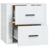 Stella Homewares Wall-mounted Bedside Cabinet High Gloss White 50x36x47 cm