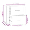 Stella Homewares Wall-mounted Bedside Cabinet High Gloss White 50x36x47 cm