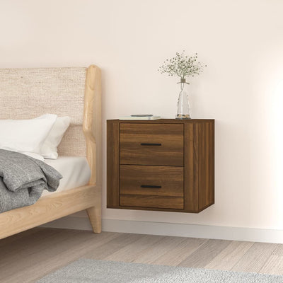 Stella Homewares Wall-mounted Bedside Cabinet Brown Oak 50x36x47 cm