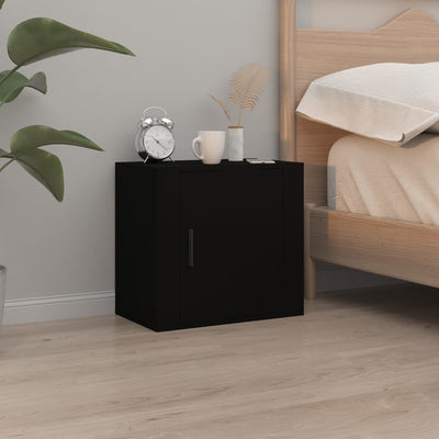 Stella Homewares Wall-mounted Bedside Cabinet Black 50x30x47 cm