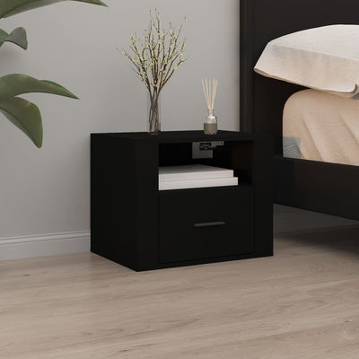 Stella Homewares Wall-mounted Bedside Cabinet Black 50x36x40 cm