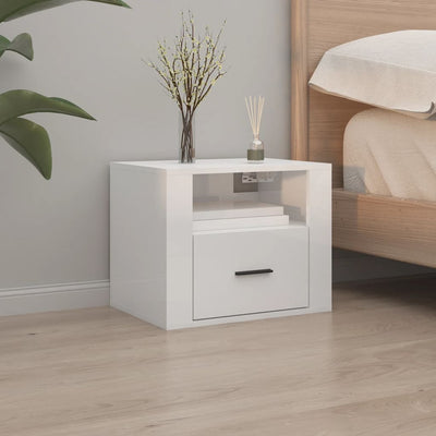 Stella Homewares Wall-mounted Bedside Cabinet High Gloss White 50x36x40 cm
