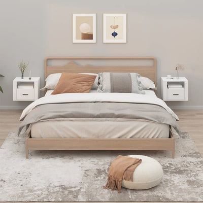 Stella Homewares Wall-mounted Bedside Cabinets 2 pcs High Gloss White 50x36x40cm