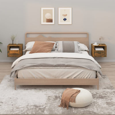 Stella Homewares Wall-mounted Bedside Cabinets 2 pcs Smoked Oak 50x36x40 cm